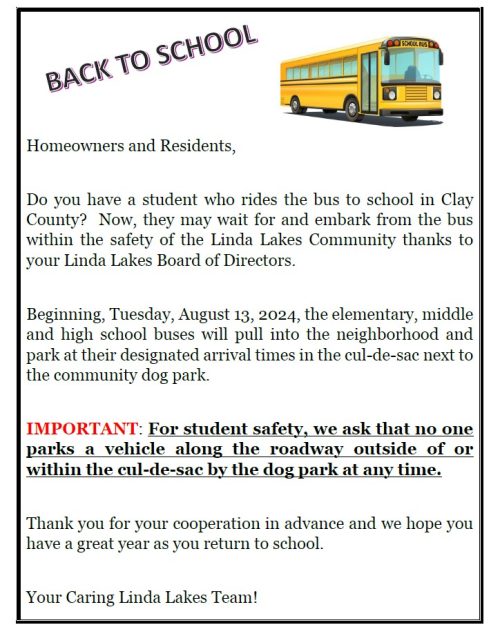 Back to School Bus Information